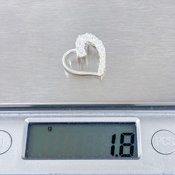 Vintage Sterling Silver 925 | Cubic Zirconia Heart Romantic Gift Pendant - Picture 7 of 7